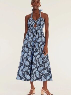 J.Crew Collection Halter cutout midi dress in ratti pacific paisley size 4